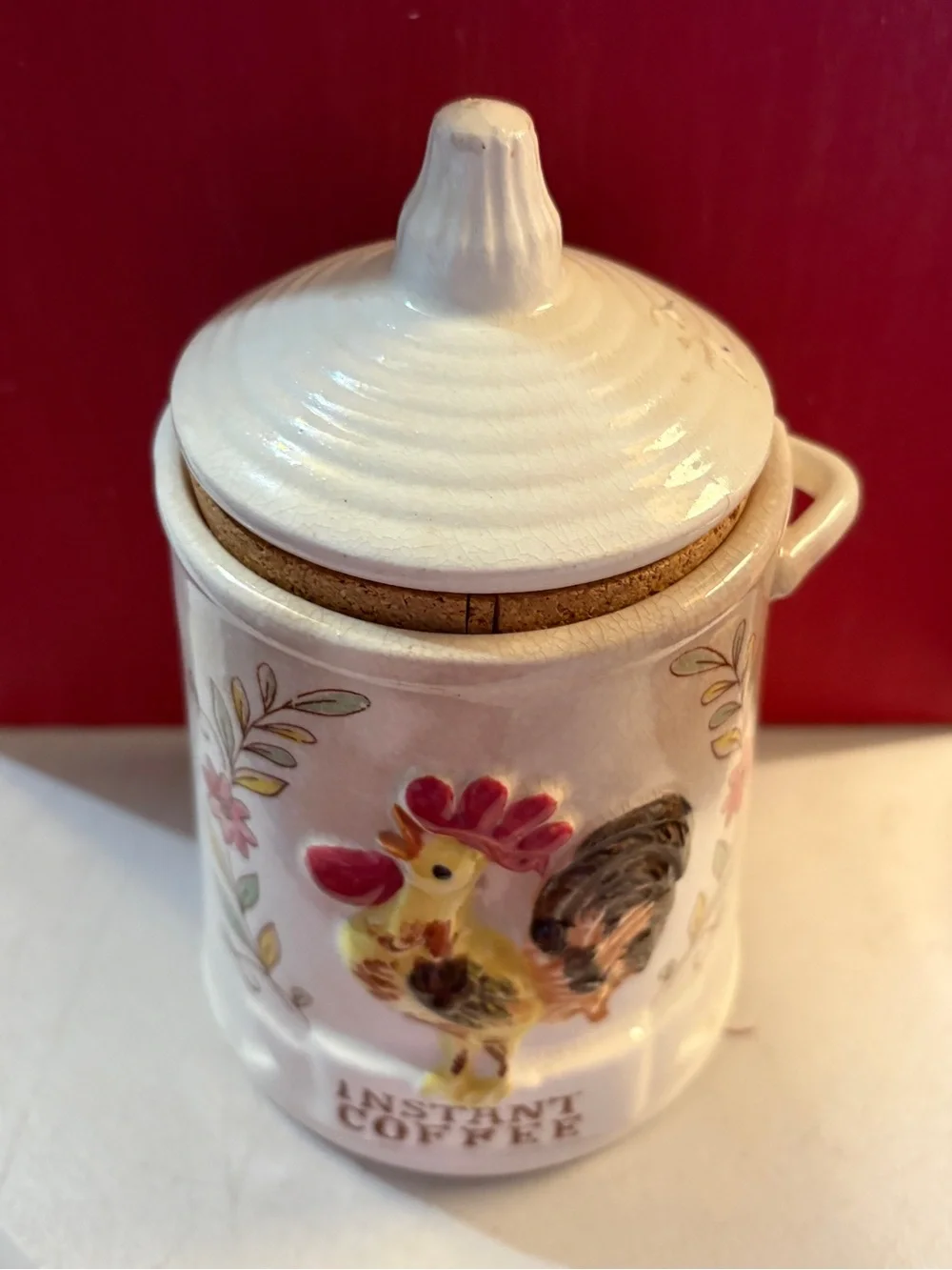 Ceramic Rooster Instant Coffee Canister - Rooster Vintage